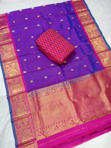 gadwal dupatta purple color with ikkat top